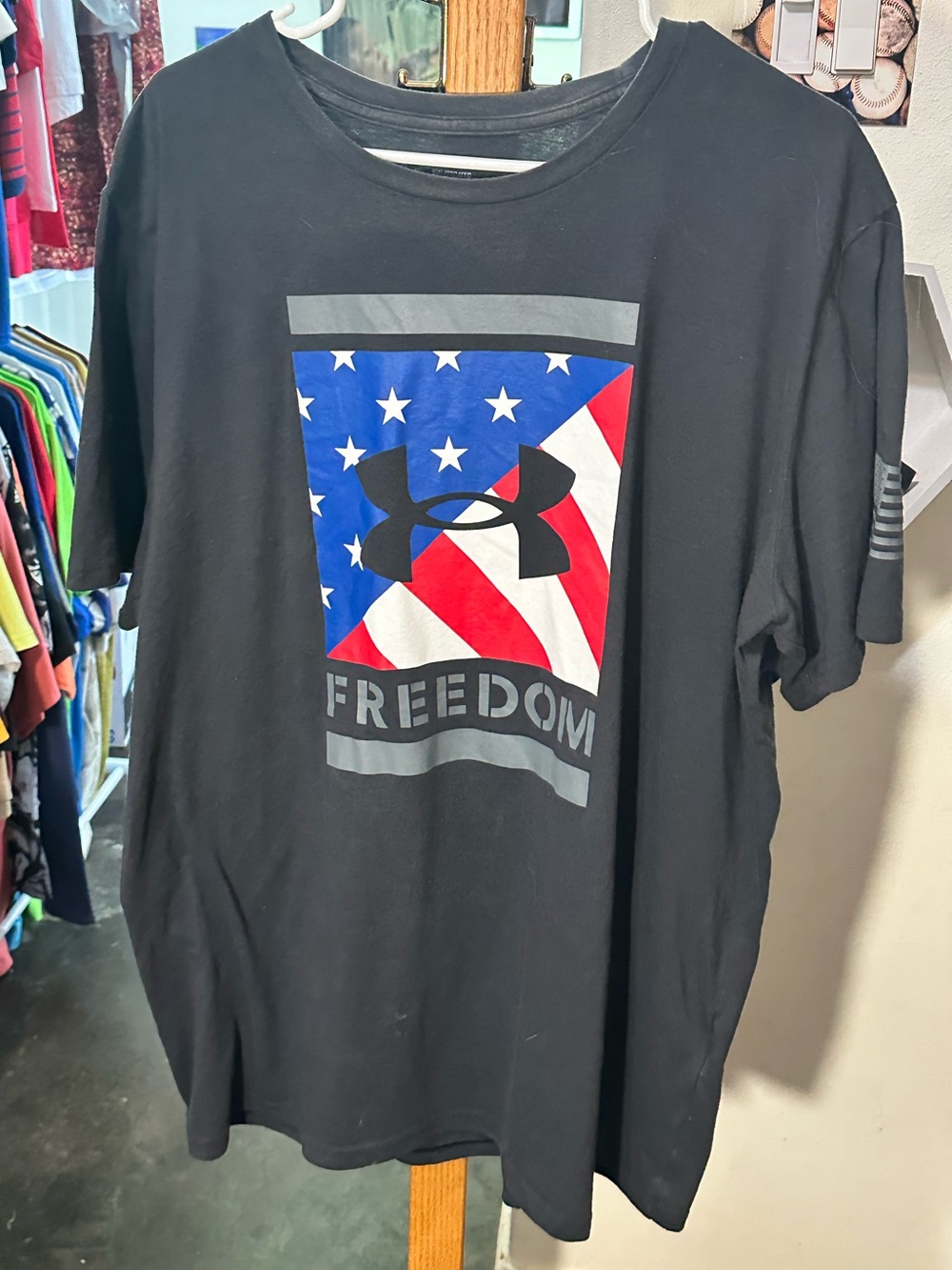 Under Armour Black Short-Sleeve Tee with Patriotic Graphic